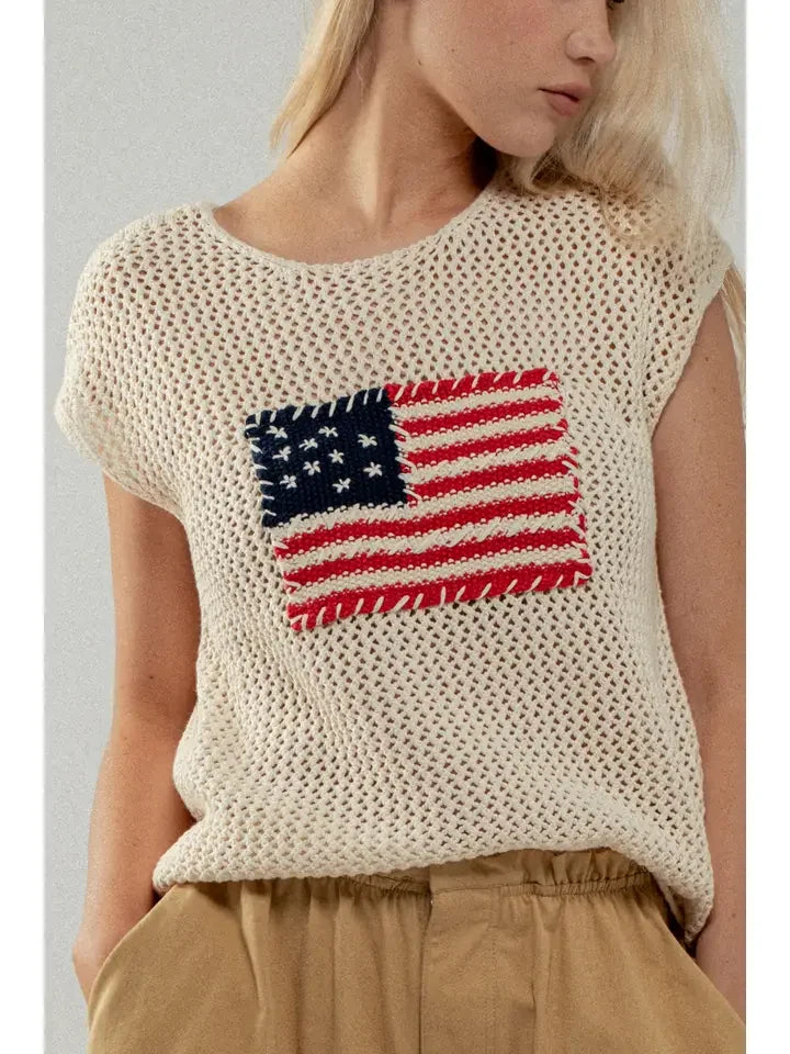 Stars & Stripes Open Weave Sweater