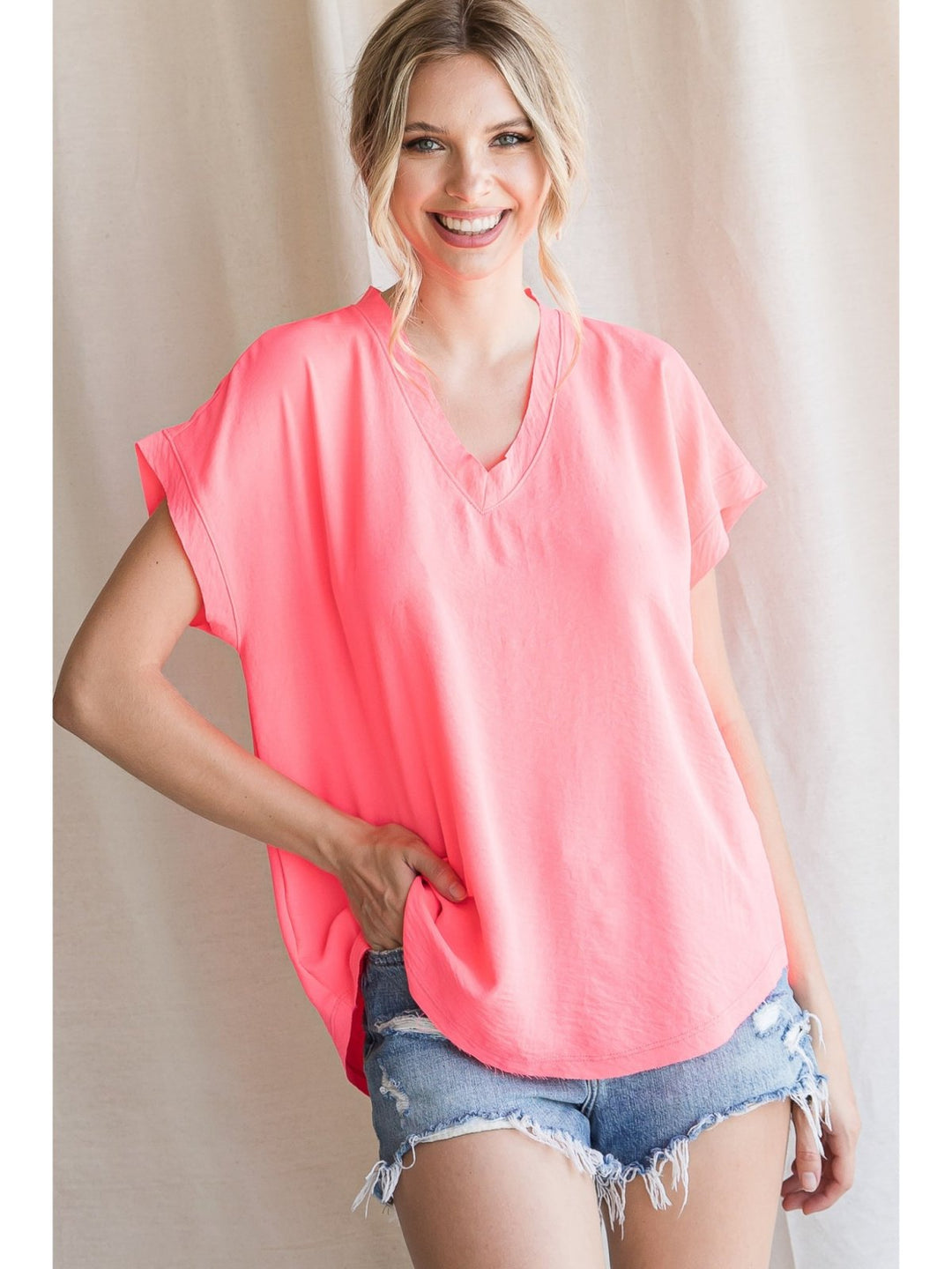 Solid V Neck Top