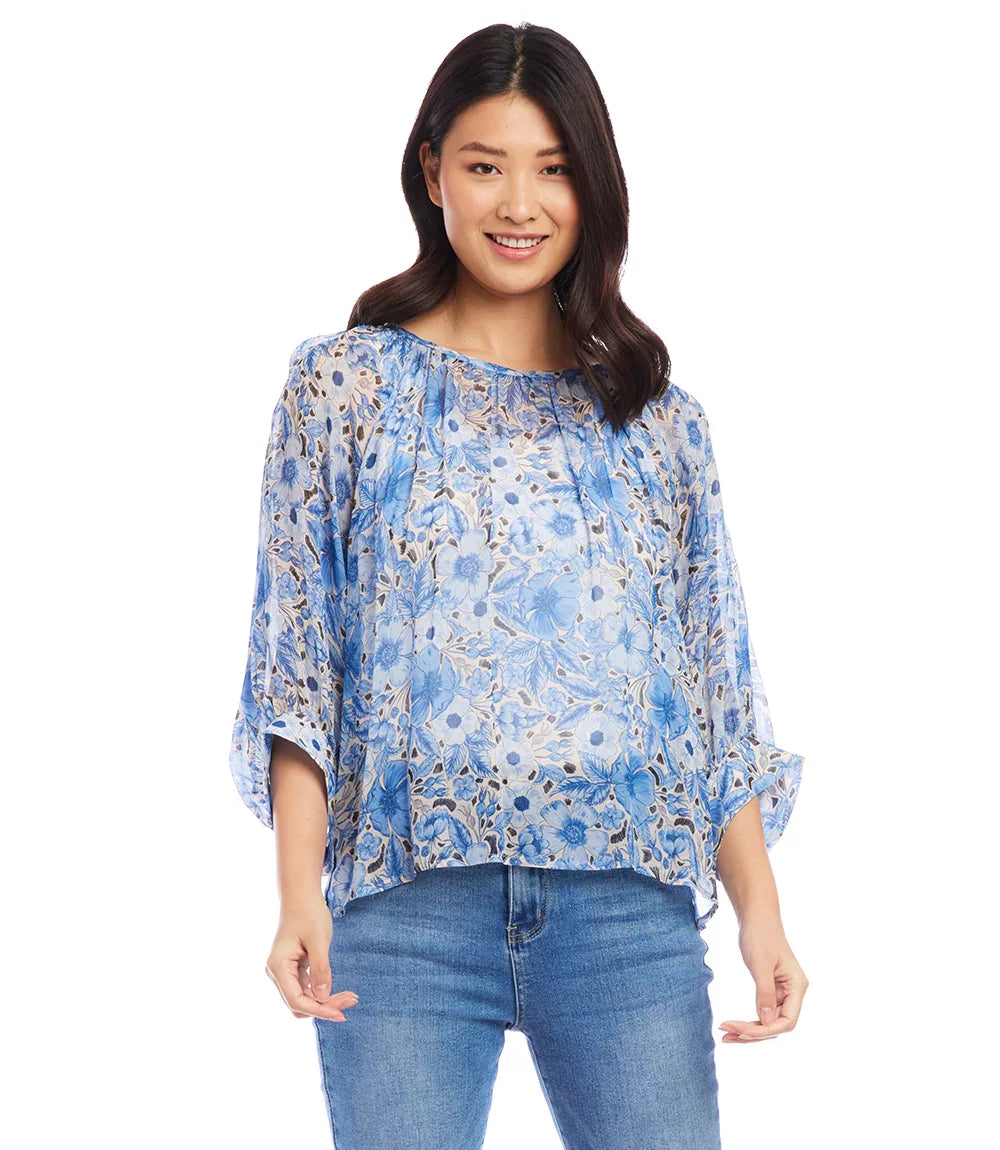 Sand & Sky Blouson Sleeve Top from Karen Kane