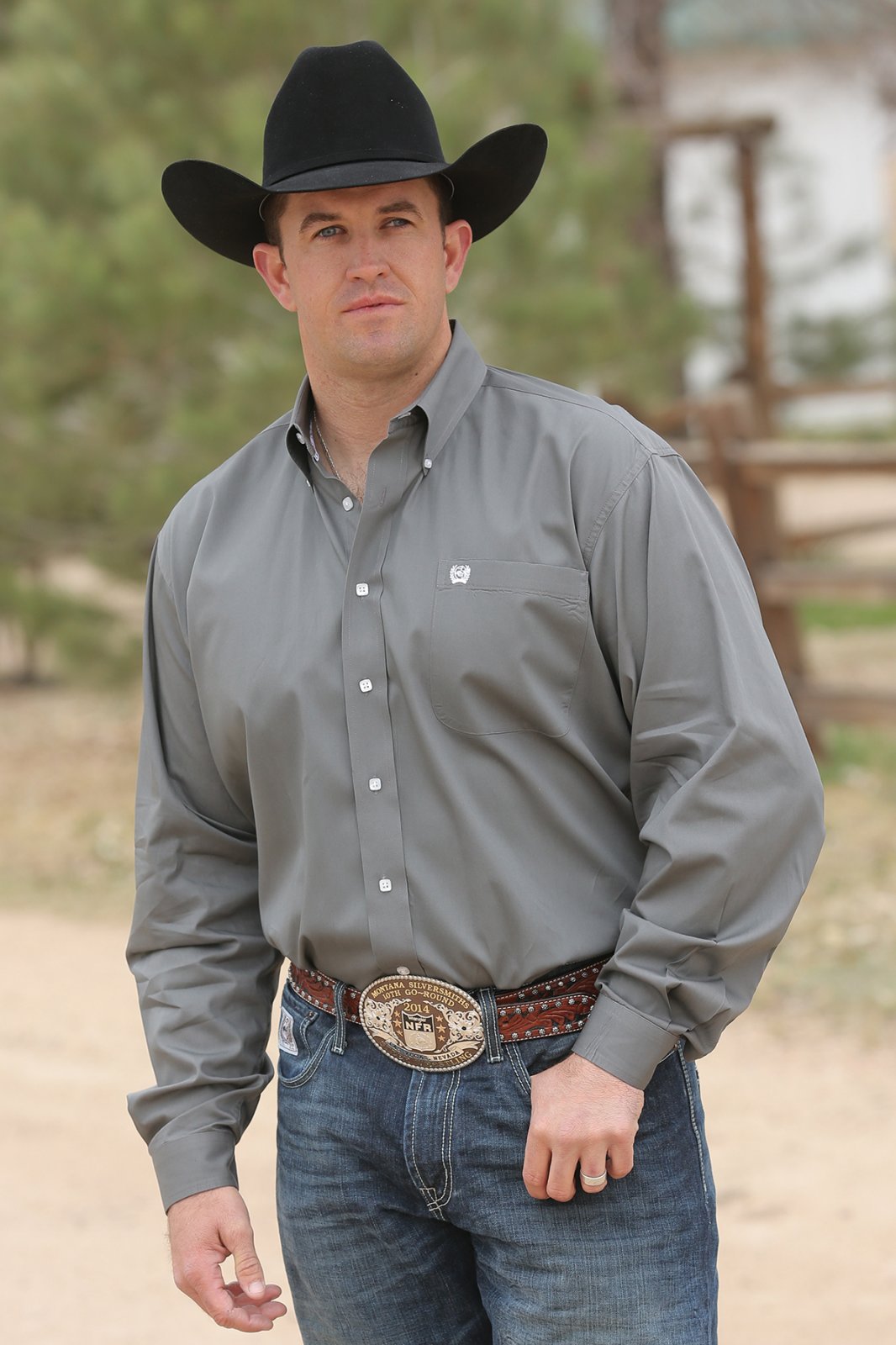 Men's Long Sleeve Solid Woven from Cinch