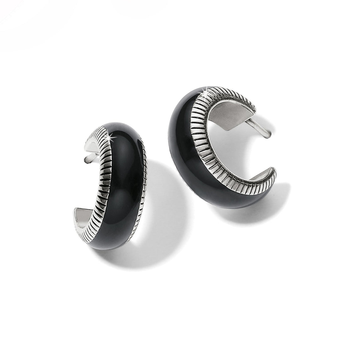 Interlok Noir Small Hoop Earrings from Brighton
