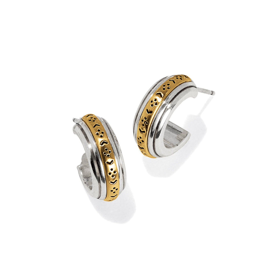 Mosaic Two Tone Mini Hoop Post Earrings from Brighton