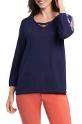 3/4 Sleeve Lace Up Lightweight Sweater Knit from Tribal