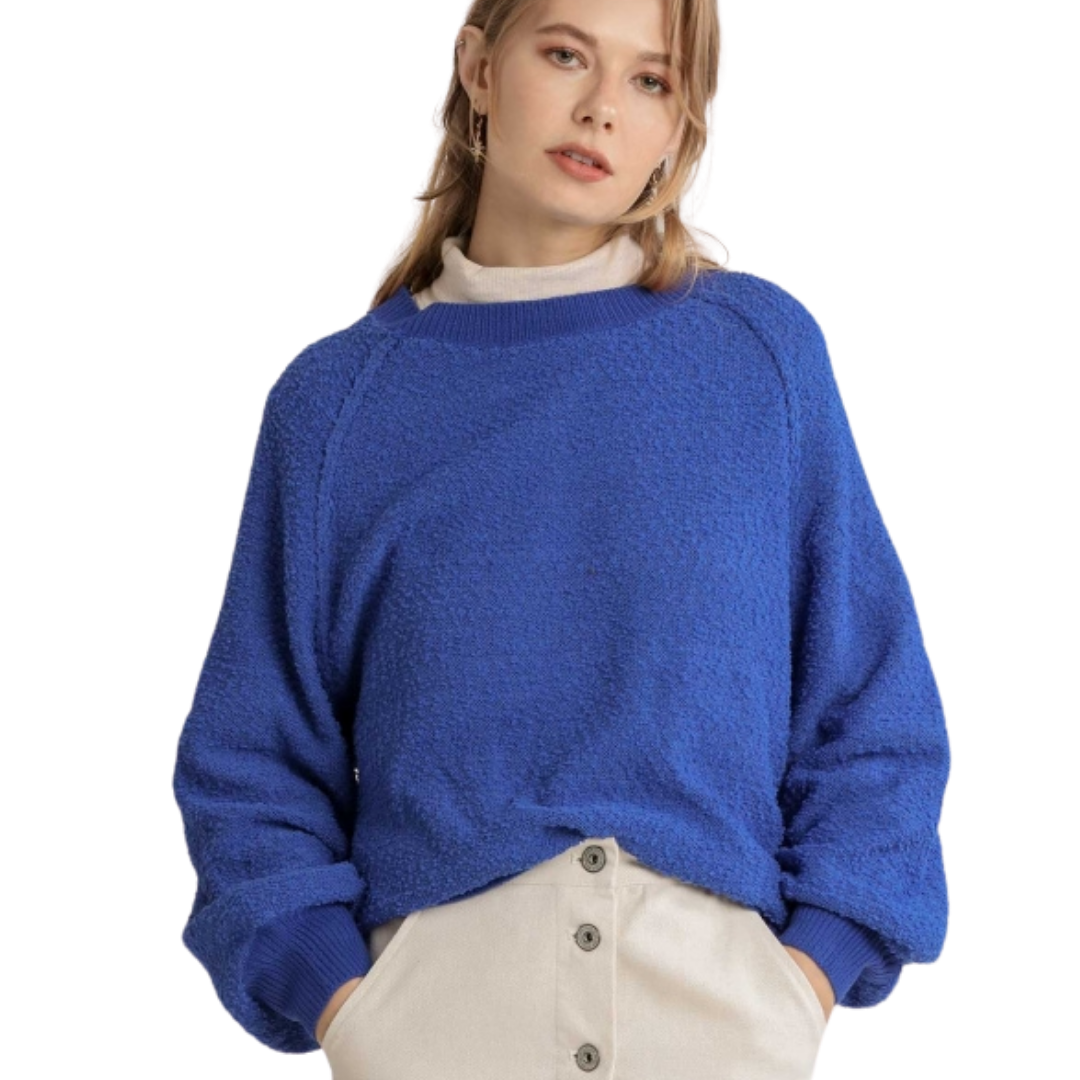 Puff Sleeve Boat Neck Sweater From Umgee