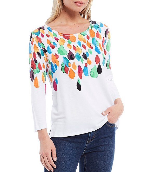 Raindrop Placement Print 3/4 Sleeve from Multiples