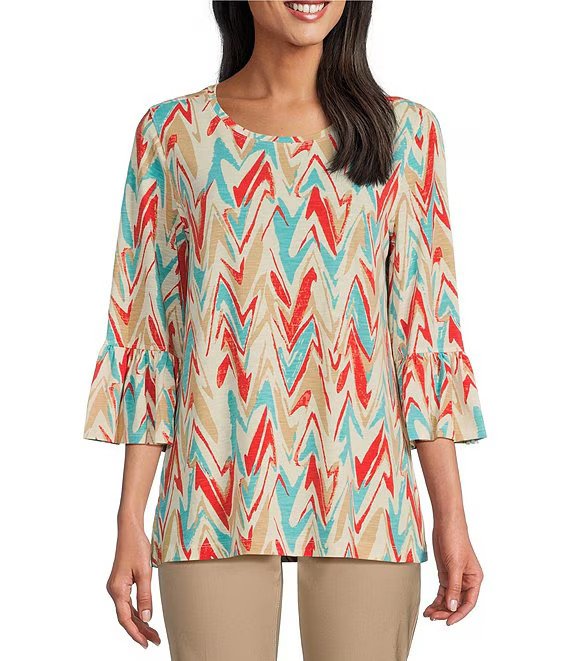 All Over Print Ruffle Sleeve Top from Multiples