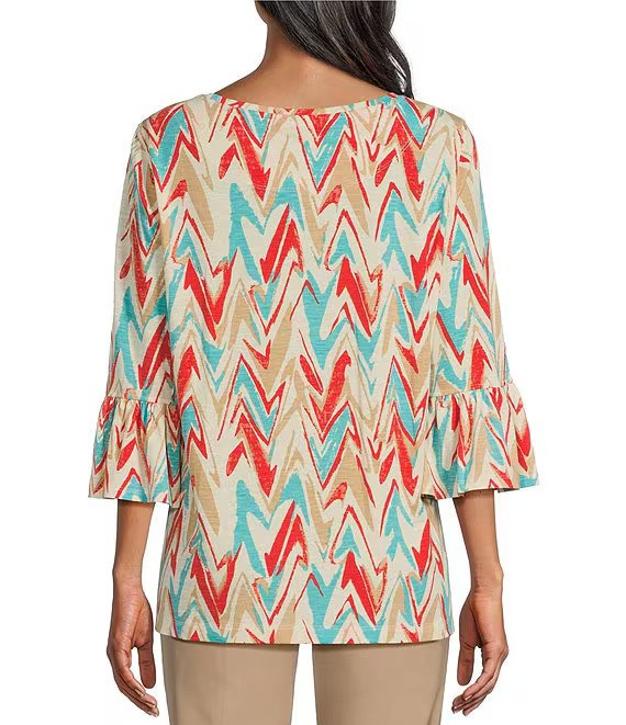 All Over Print Ruffle Sleeve Top from Multiples