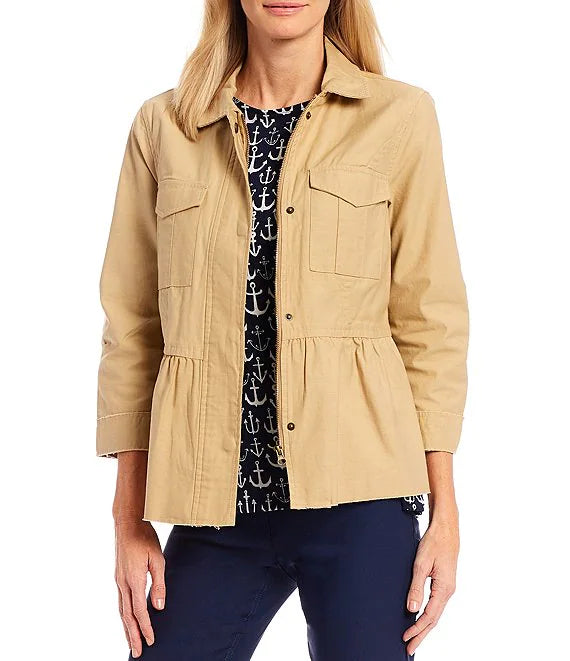 Slub Woven Peplum Jacket from Multiples