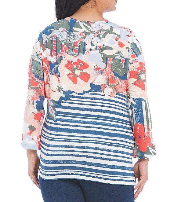 Floral Stripe Placed Print Top from Multiples