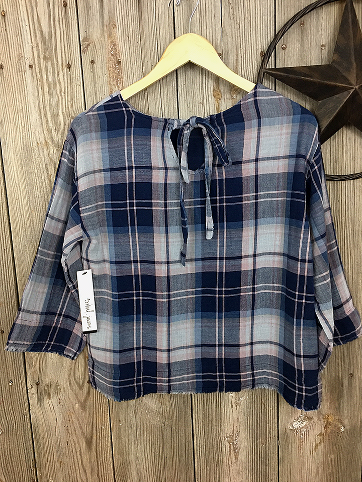 Plaid 3/4 Bell Sleeve Blouse from Tribal