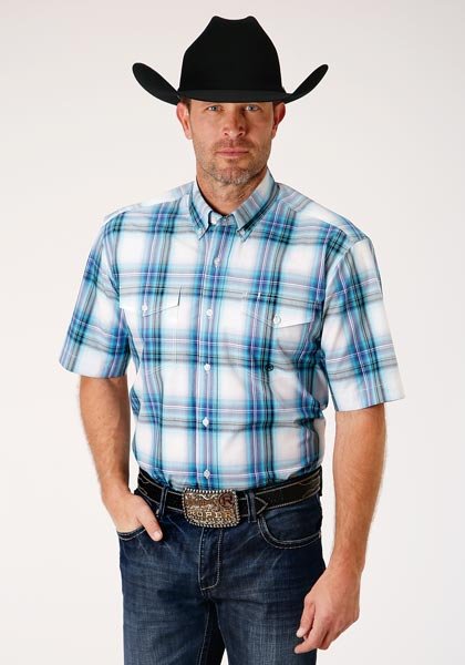 Classic Western Styled Plaid Short Sleeve Woven from Roper