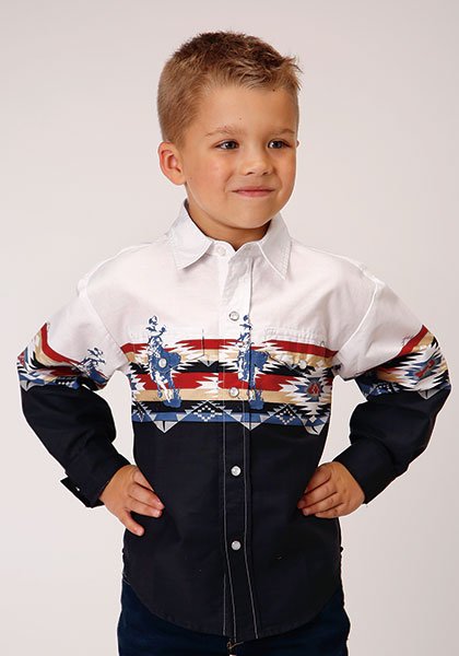 Snap Front Border Print Classic Woven from Roper