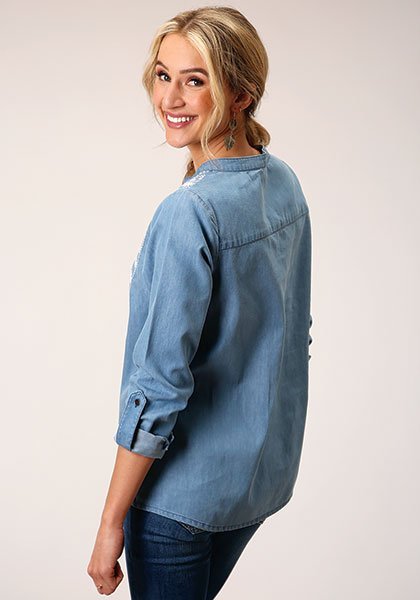 Embroidered Yoke Denim Shirt from Roper - High Call Outfitters