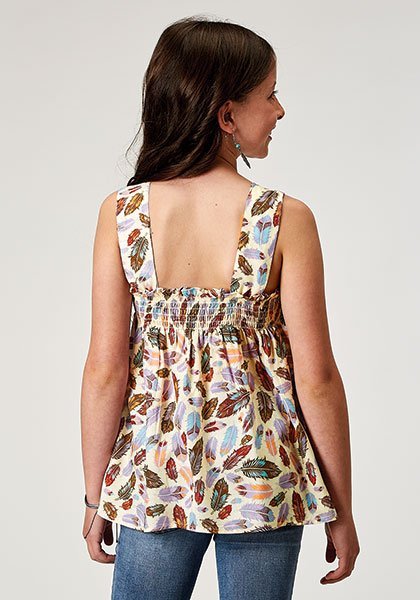 Feather Print Sleeveless Top from Roper - High Call Outfitters