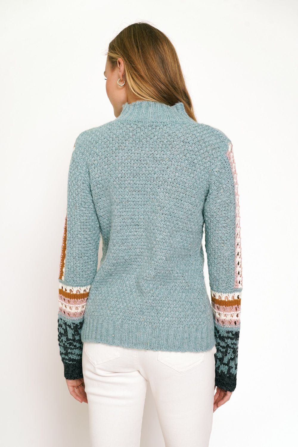 Mock Neck Sleeve Detail Sweater from Mystree - High Call Outfitters
