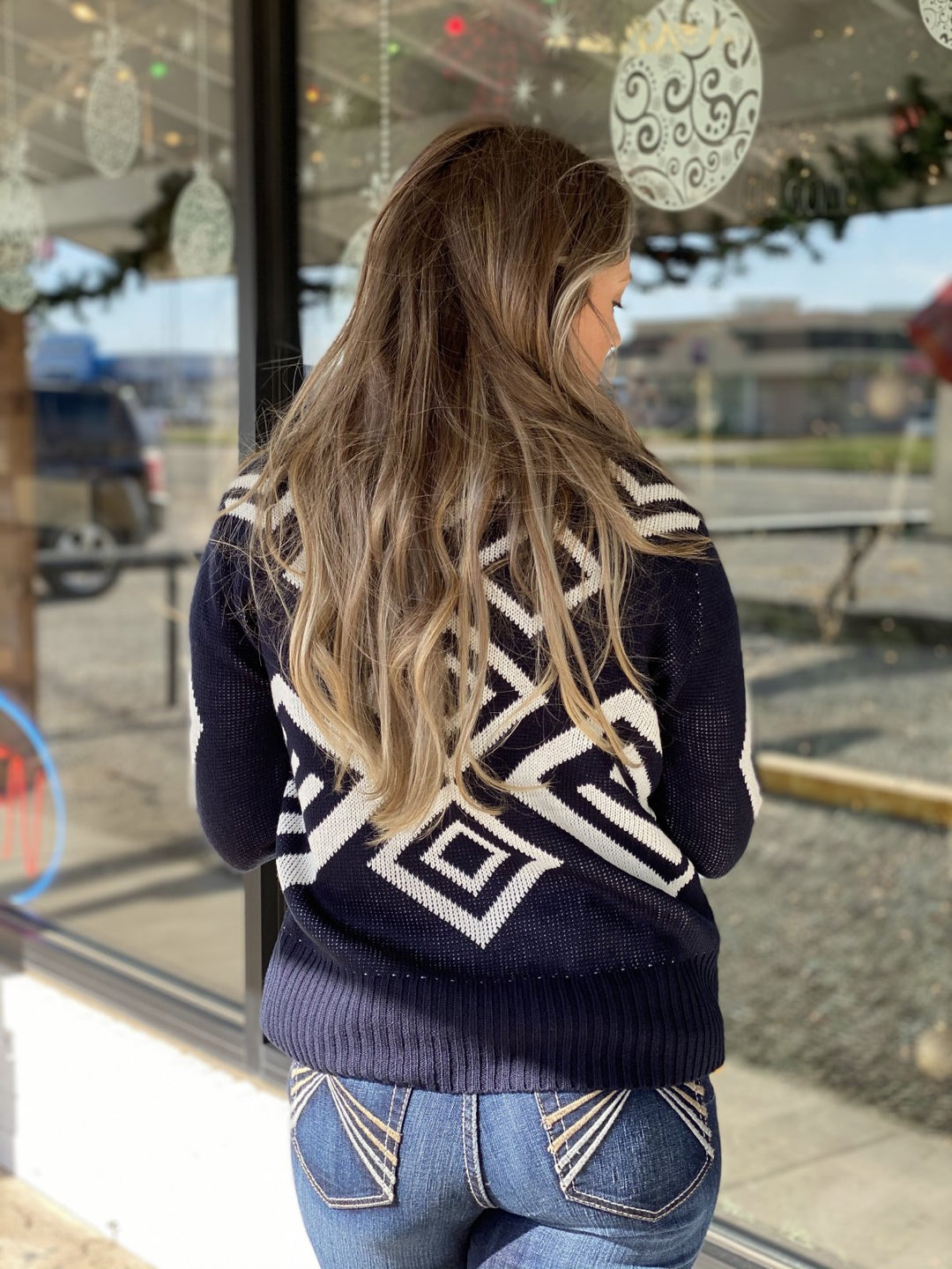 Shawl Collar Aztec Sweater Jacket from Multiples