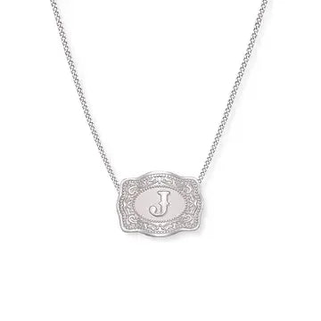 SpurWest Mini Belt Buckle Necklace (Initial) - Silver