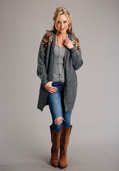 Floral Embroidered Cardigan from Stetson