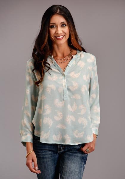 Feather Print Long Sleeve Blouse from Stetson