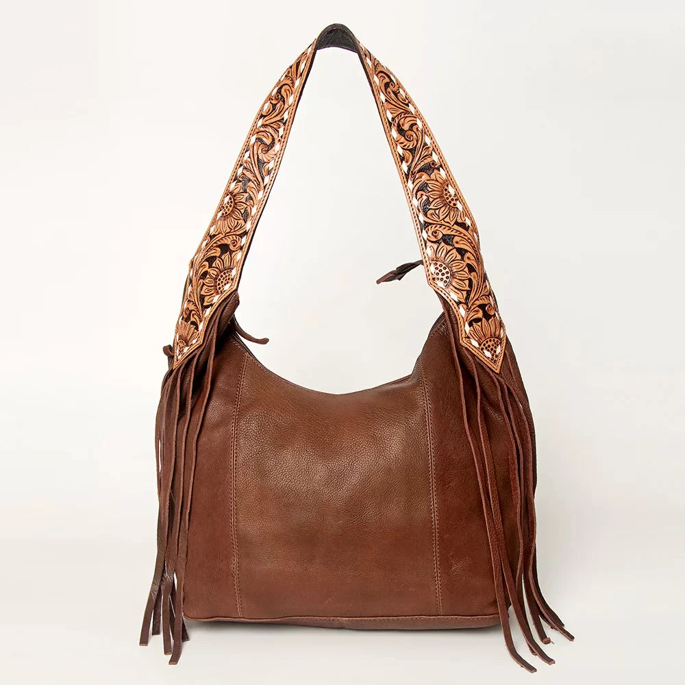 Tooled Strap with Fringe Smooth Leather Purse from American Darling