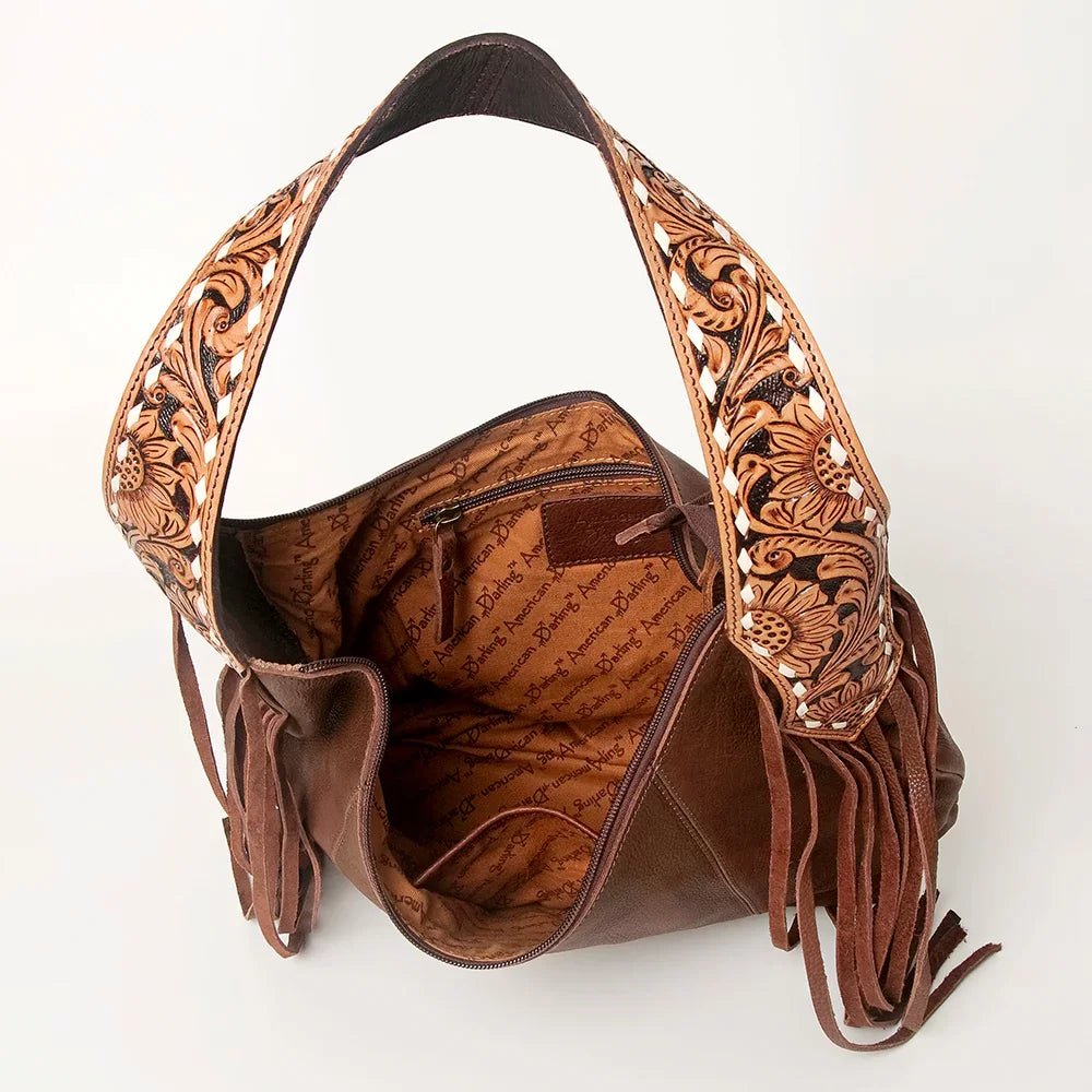 Tooled Strap with Fringe Smooth Leather Purse from American Darling - High Call Outfitters