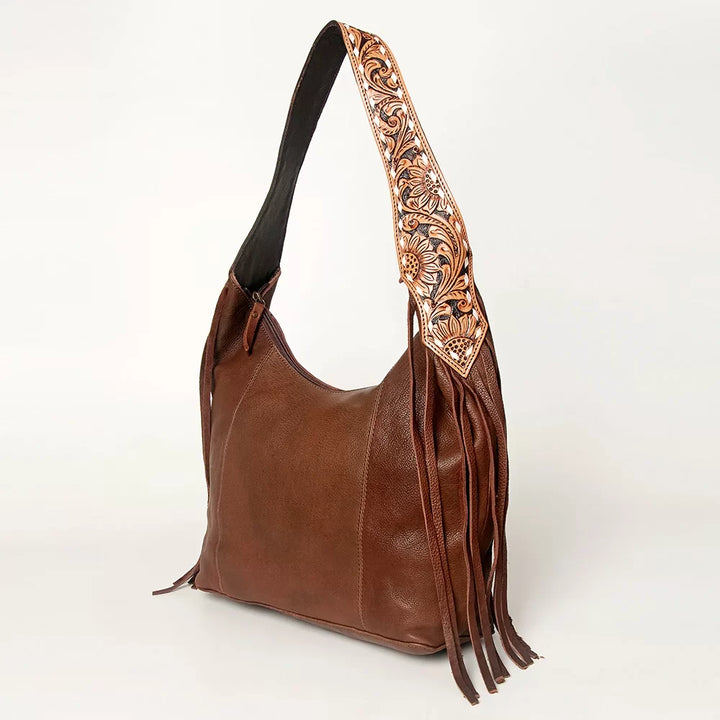 Tooled Strap with Fringe Smooth Leather Purse from American Darling