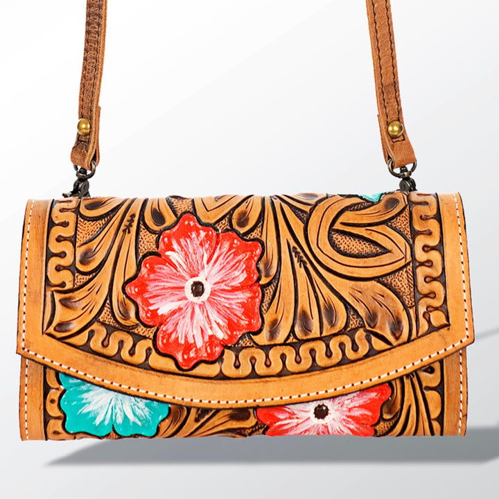 Painted Floral Tooled Foldover Clutch from American Darling