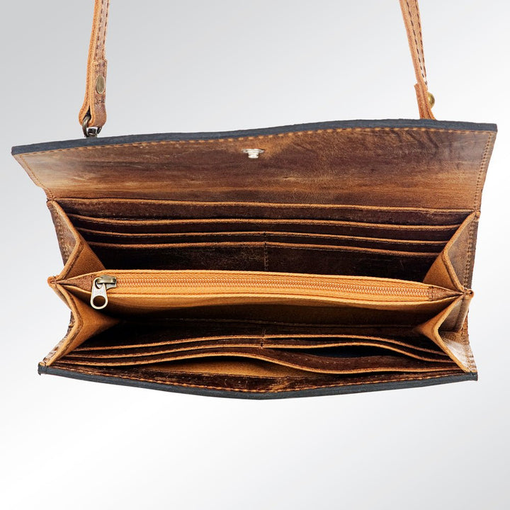 Painted Floral Tooled Foldover Clutch from American Darling