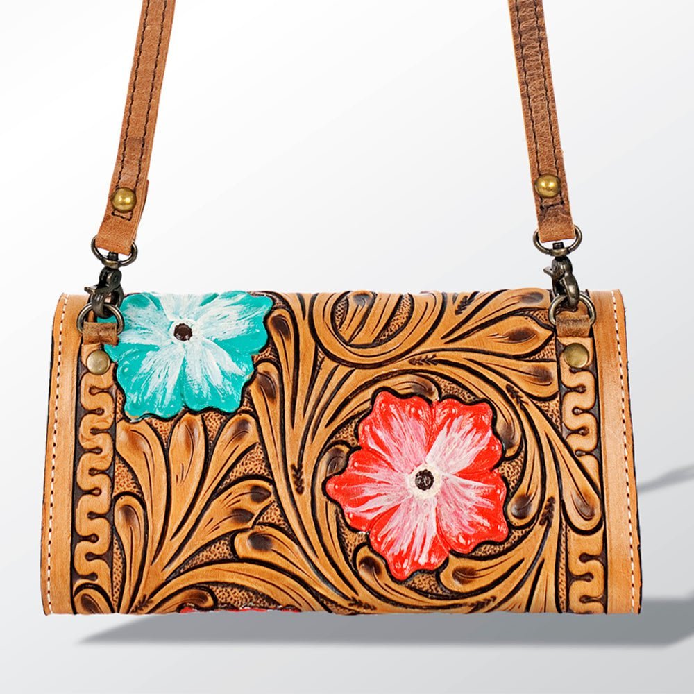 Painted Floral Tooled Foldover Clutch from American Darling - High Call Outfitters