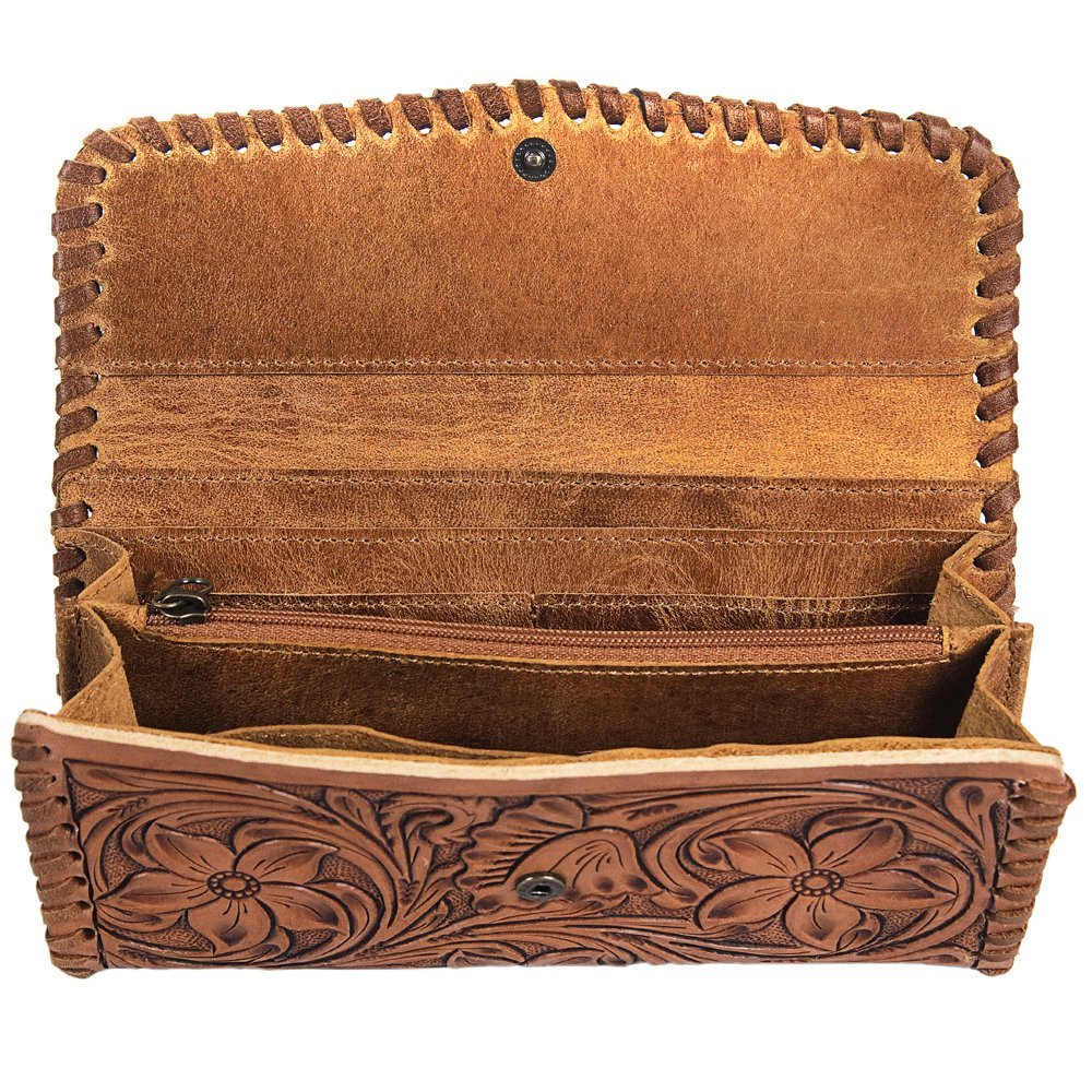 Tooled Whip Stitch Clutch Wallet from American Darling - High Call Outfitters