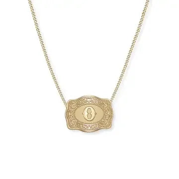 SpurWest Mini Belt Buckle Necklace (Initial) - Gold - High Call Outfitters