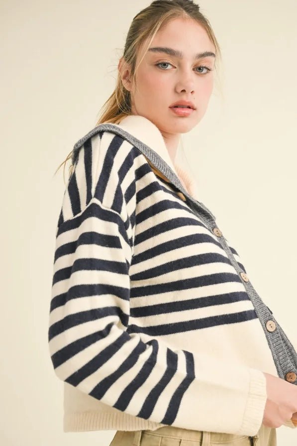 Stripe Sailor Styled Sweater - High Call Outfitters