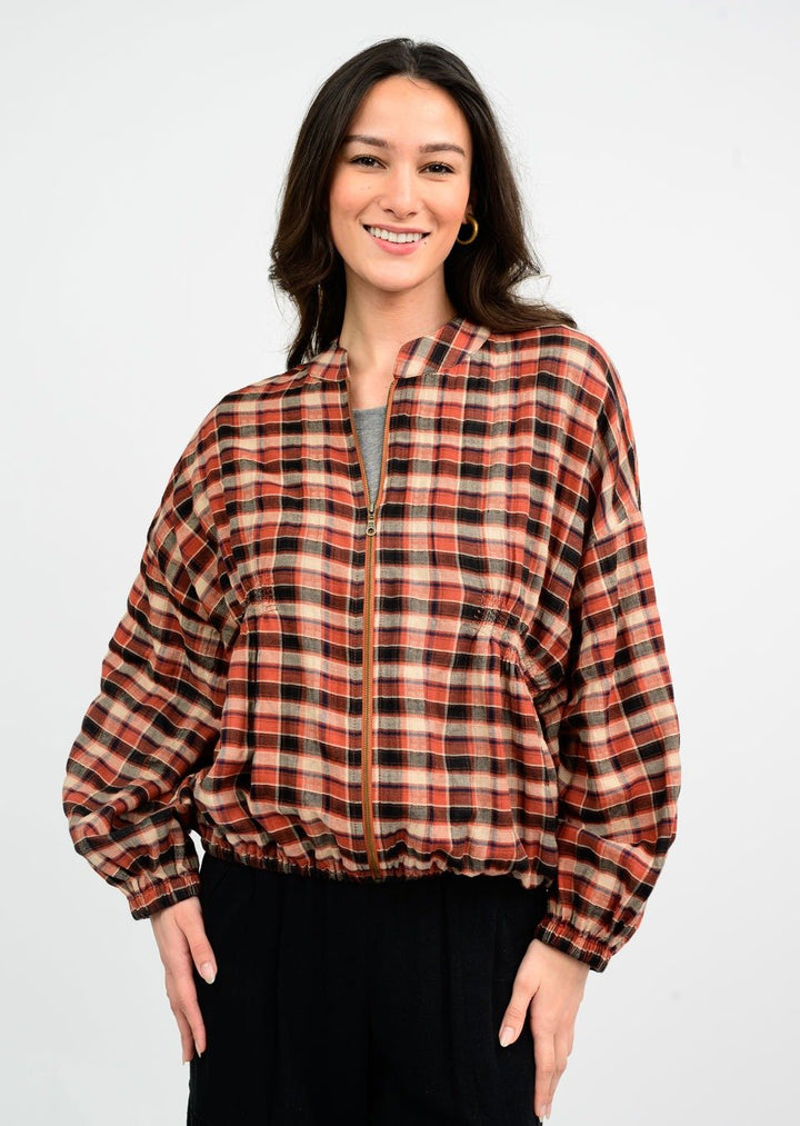Plaid Zippered Jacket from Ivy Jane