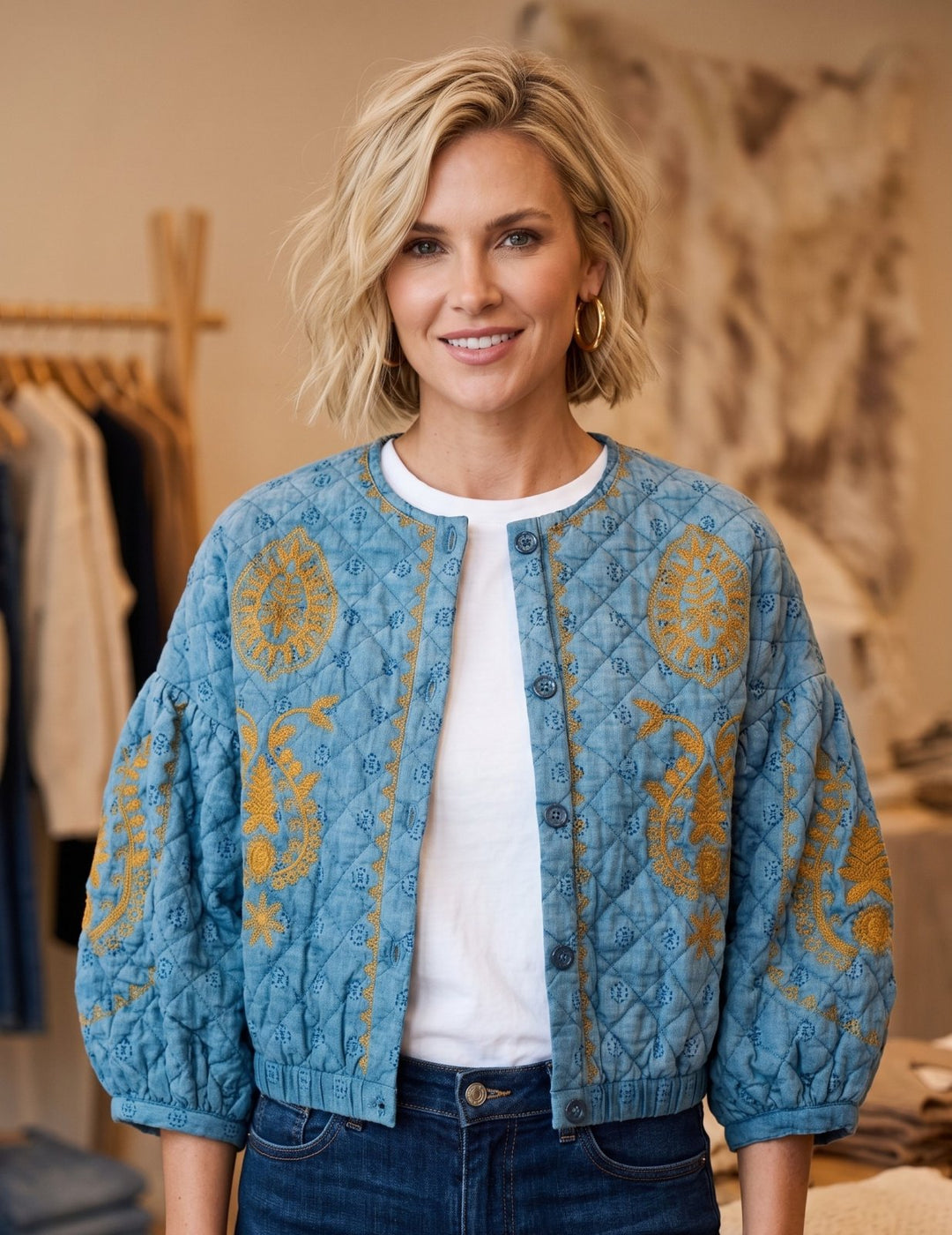 Embroidered Quilted Jacket from Ivy Jane