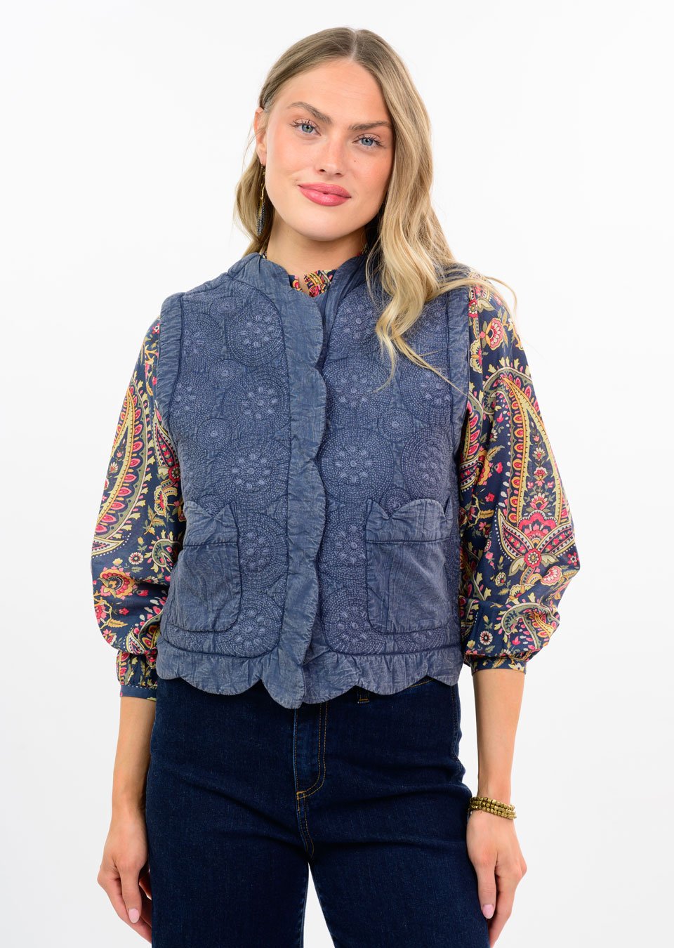 Embroidered Scallop Vest from Ivy Jane