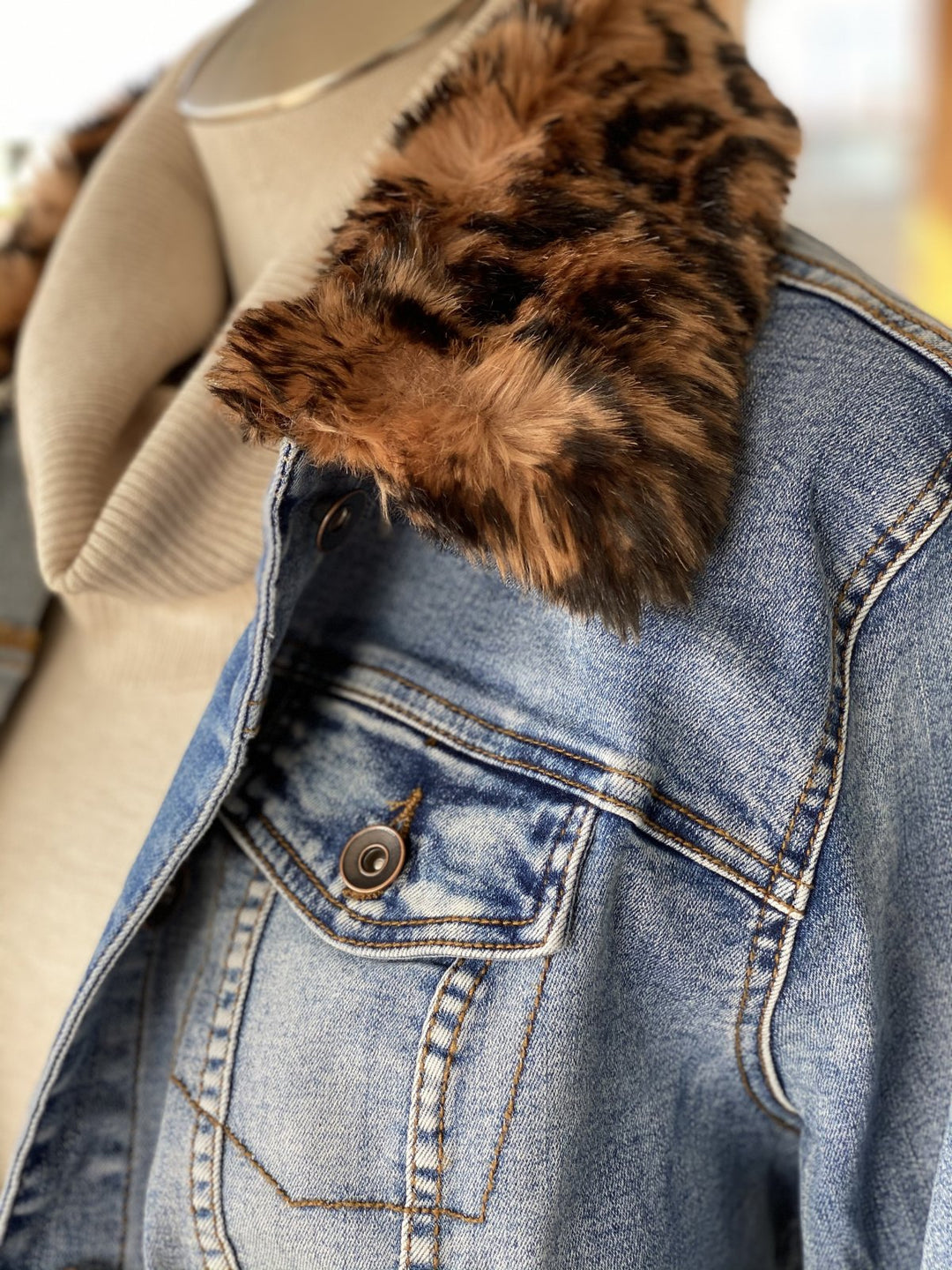 Jean Jacket with Removable Fur Collar from Tribal