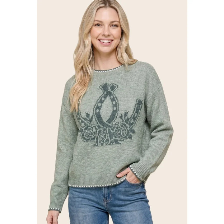 Western Horseshoe Jacquard Sweater