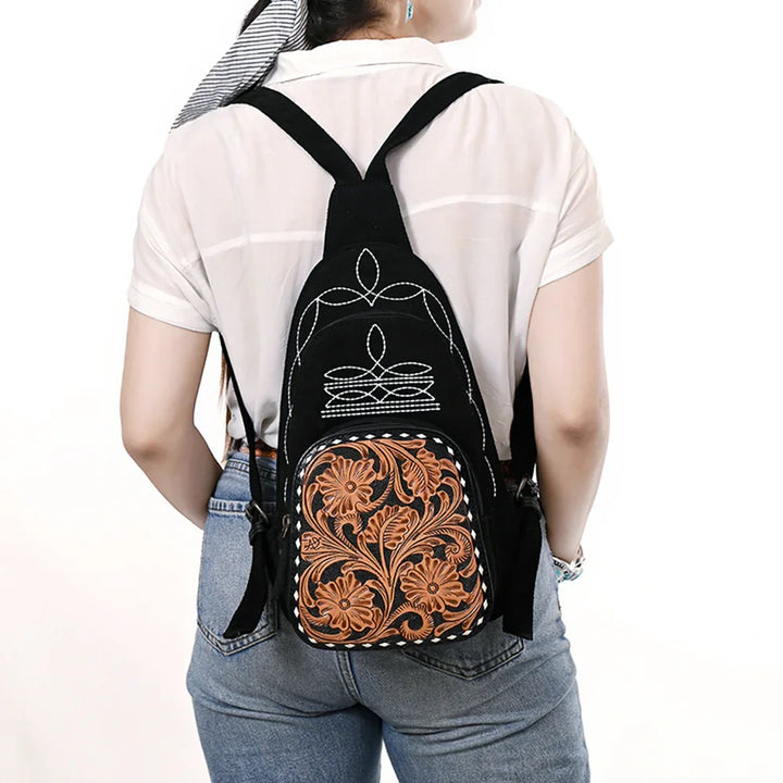 Boot Stitch Tooled Sling/Backpack Bag from American Darling