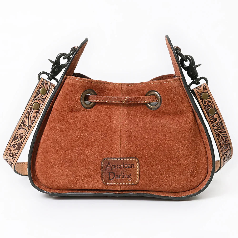 Boot Stitch Suede Drawstring Handbag