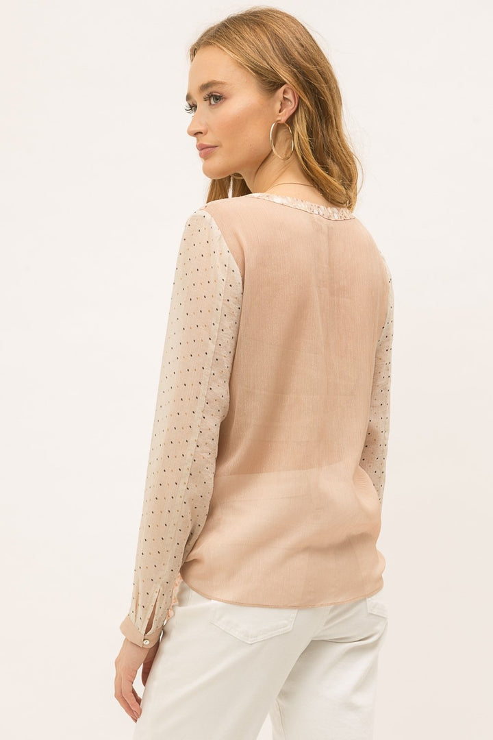 Tie Front Mix Print Top from Mystree - High Call Outfitters