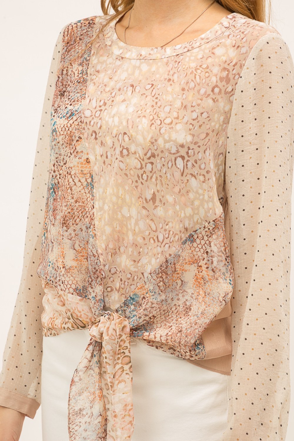 Tie Front Mix Print Top from Mystree - High Call Outfitters