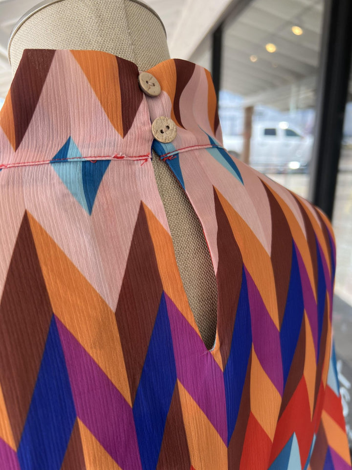 Vintage Print Midi Dress