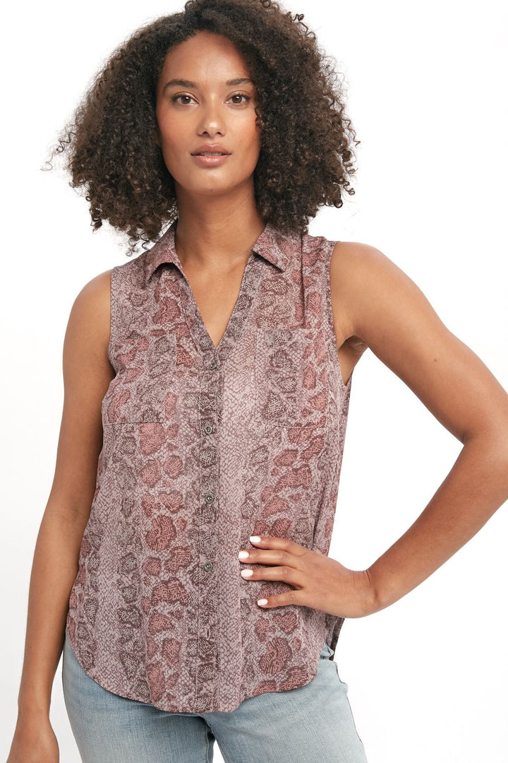 Collared Sleeveless Chiffon Top from Mystree