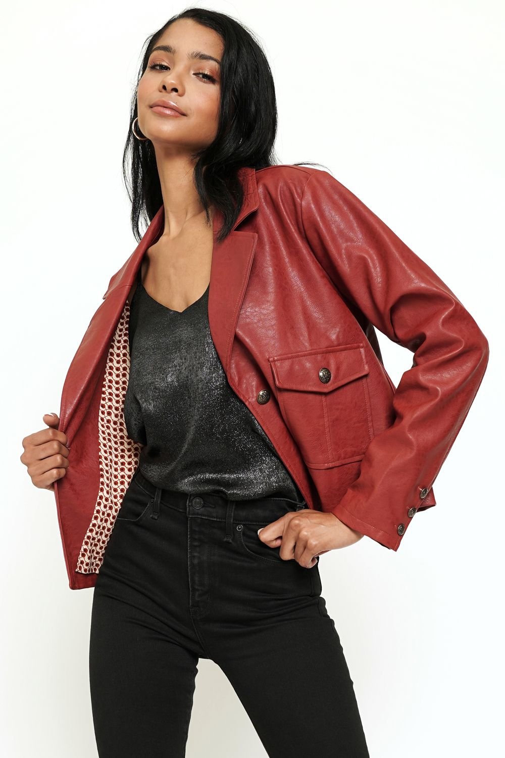 Faux Leather Short Jacket from Mystree