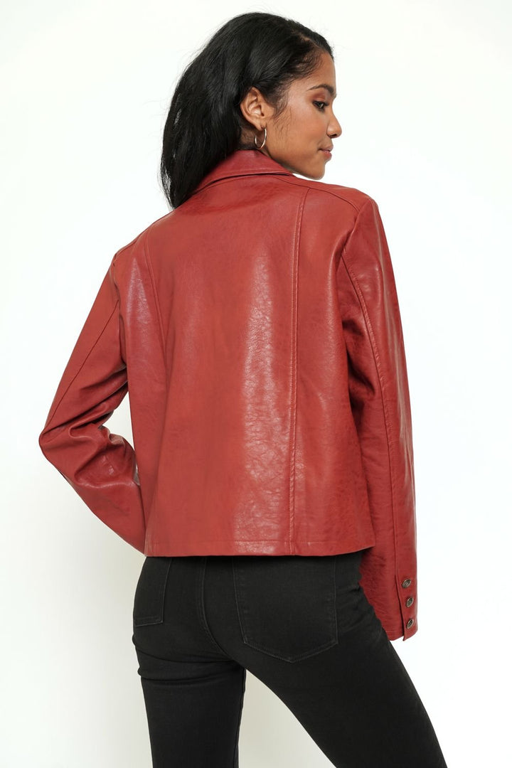 Faux Leather Short Jacket from Mystree