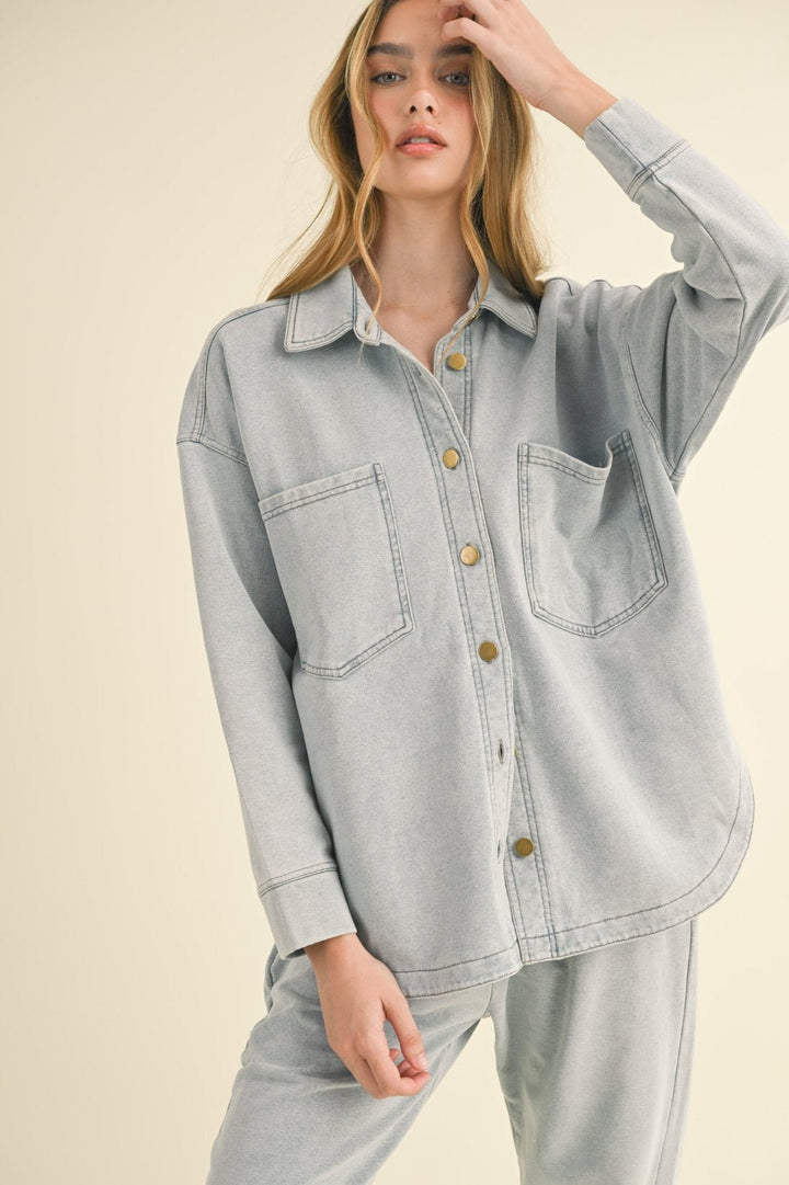 Denim Wash Shacket - High Call Outfitters