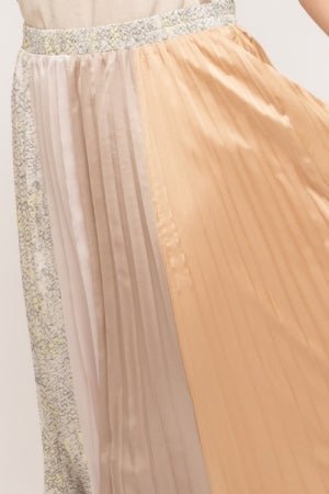 Pleated Color Block Skirt from Mystree - High Call Outfitters