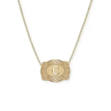 SpurWest Mini Belt Buckle Necklace (Initial) - Gold - High Call Outfitters