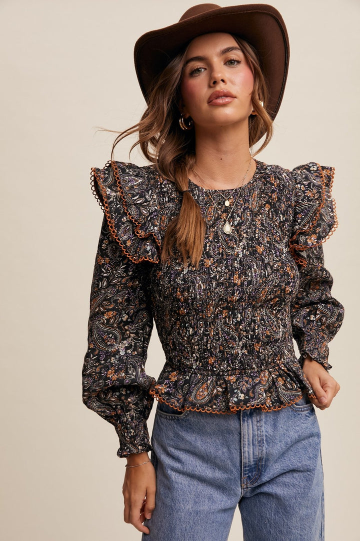 Paisley Smocked Blouse