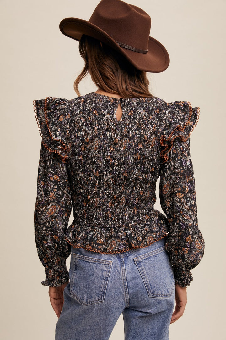Paisley Smocked Blouse
